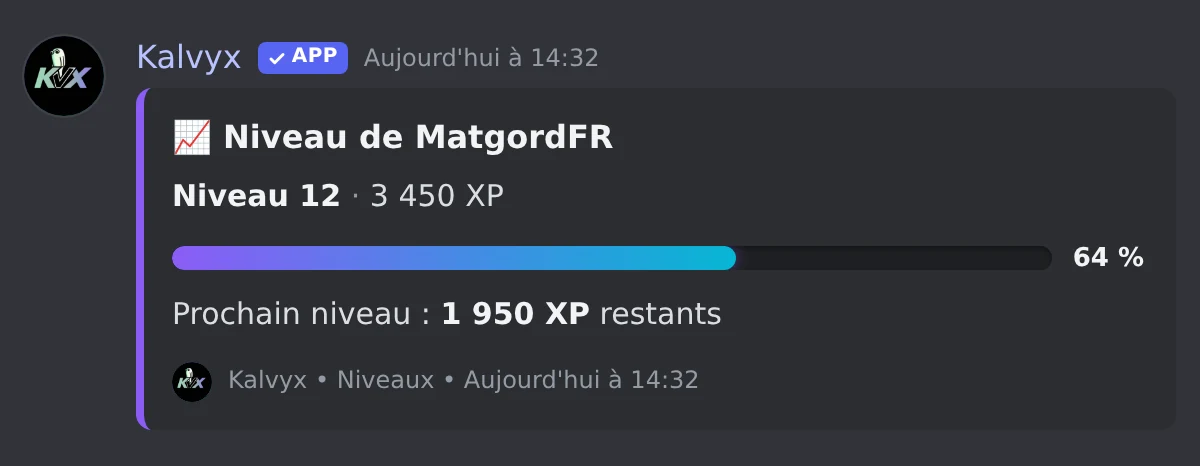 L'embed /level : niveau, XP et barre de progression